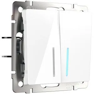 Выключатель двухклавишный проходной с подсветкой (белый) Werkel W1122101