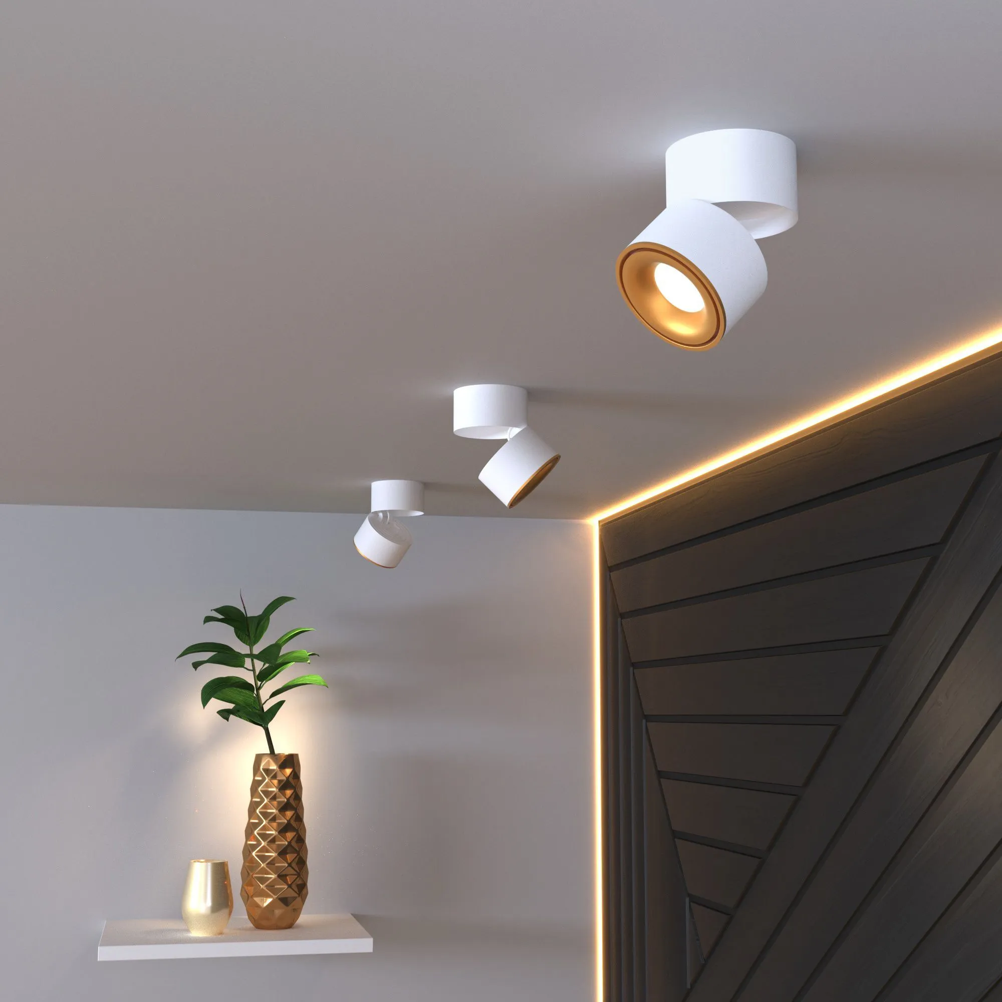 Светильник светодиодный накладной DLR031 15W 4200K 3100 белый матовый/золото Elektrostandard - Фото 4