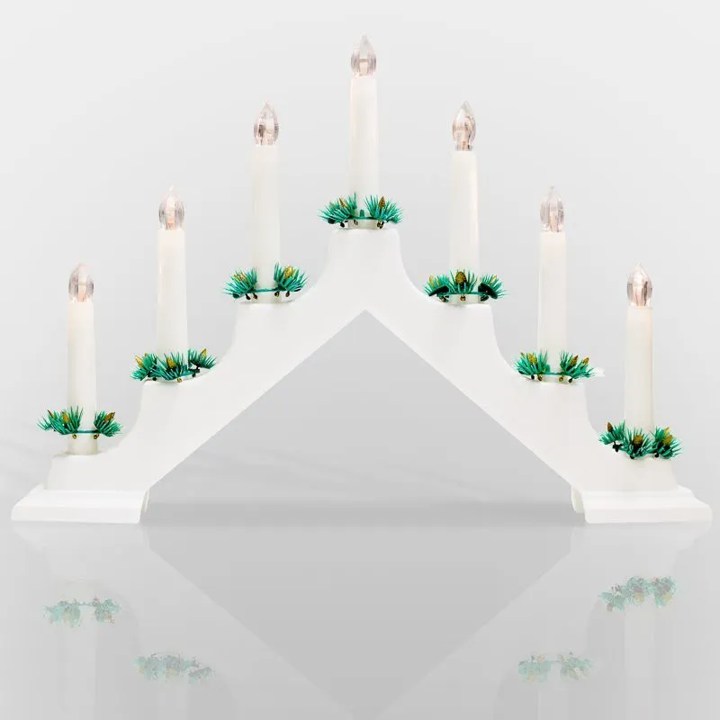 Новогодняя горка 7 свечек, цвет корпуса: Белый, цвет свечения: ТЕПЛЫЙ БЕЛЫЙ 501-081