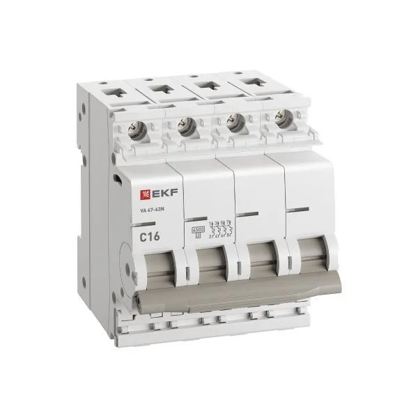 Авт. выкл. 4P 16А (C) 4,5kA ВА 47-63N EKF PROxima - Фото 3