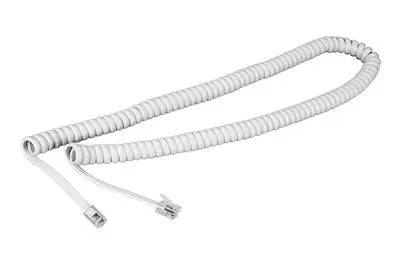 Шнур для телефонной трубки, витой RJ-10 (4P-4C), 7м, белый REXANT