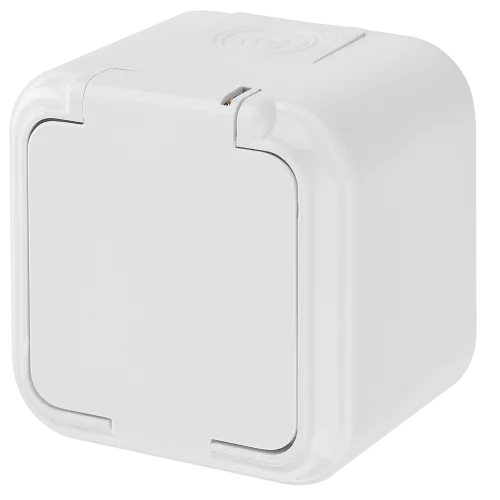 Розетка штепсельная с заземляющим контактом брызгозащищенная открытой установки РА16-297