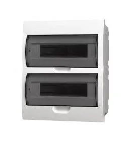Корпус пластиковый БЕЛЫЙ ЩРВ-П-24, черная прозрачная дверь IP51, DEKRON DEK06103-0041-B