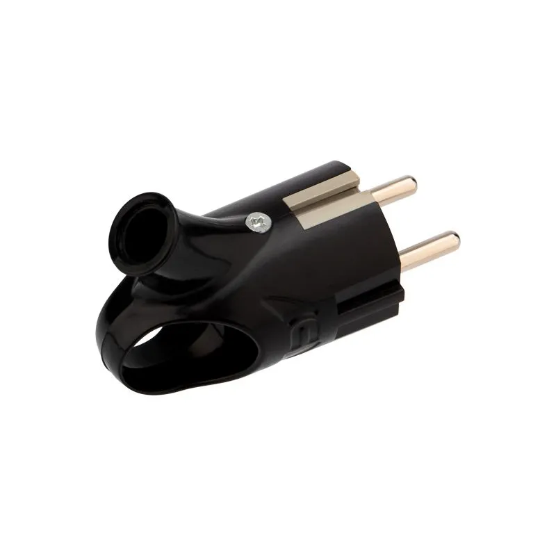 Вилка Евро угловая с з/к 16А с кольцом черная REXANT - Фото 3