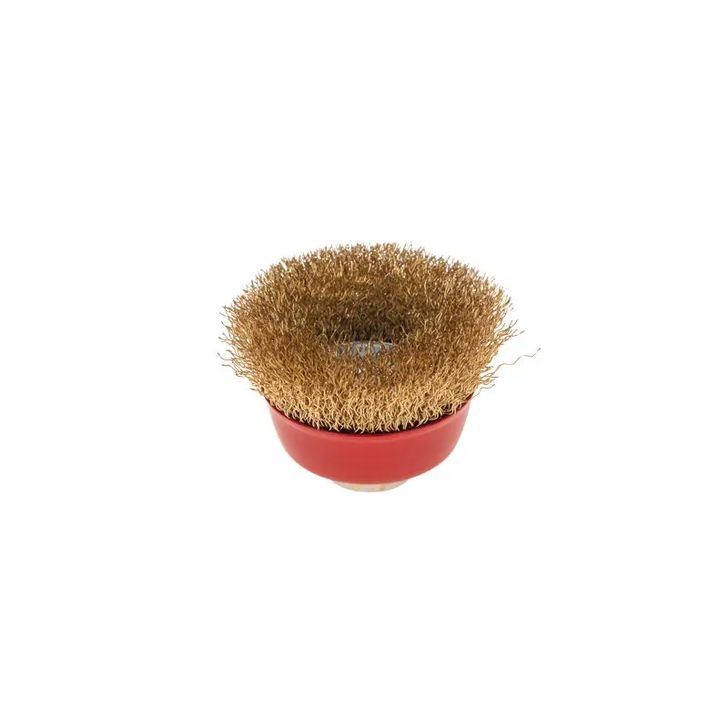 Щетка чашечная для УШМ, витая латунированная проволока, 65мм, М14 KRANZ - Фото 2