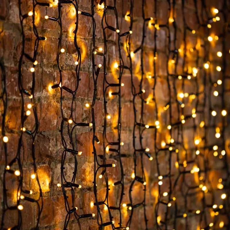 Гирлянда Светодиодный Дождь 2х3м, постоянное свечение, черный провод КАУЧУК, 230 В, диоды ТЕПЛЫЙ БЕЛ