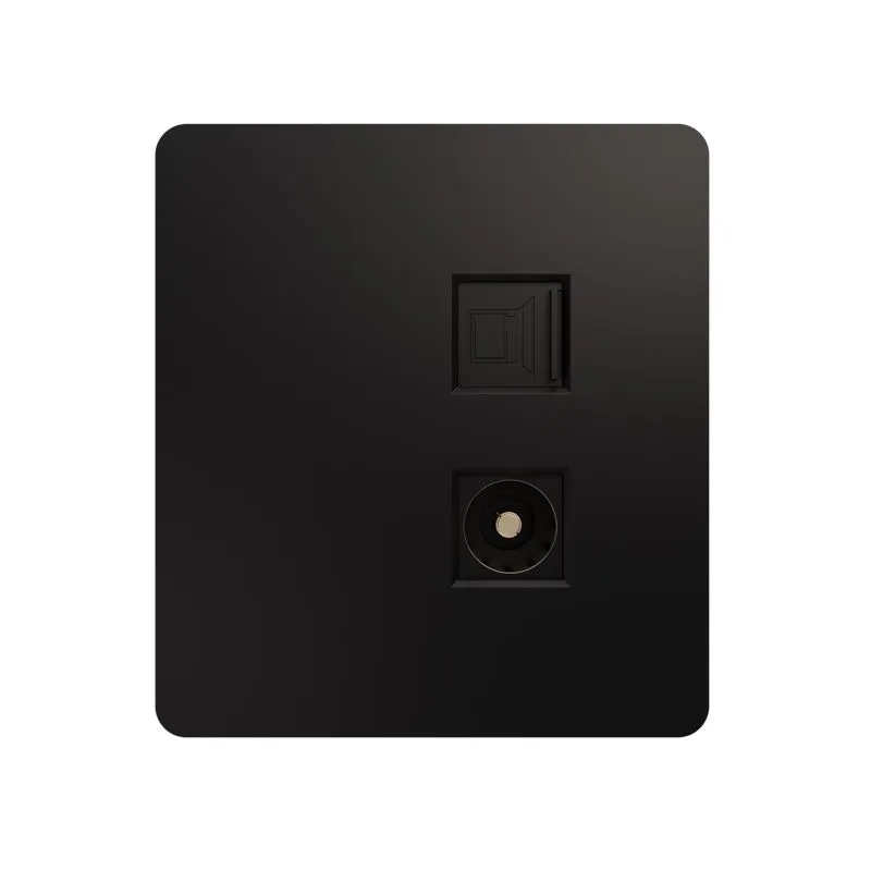 Розетка ROUND компьютерная RJ45 кат6 + TV с/у оникс KRANZ