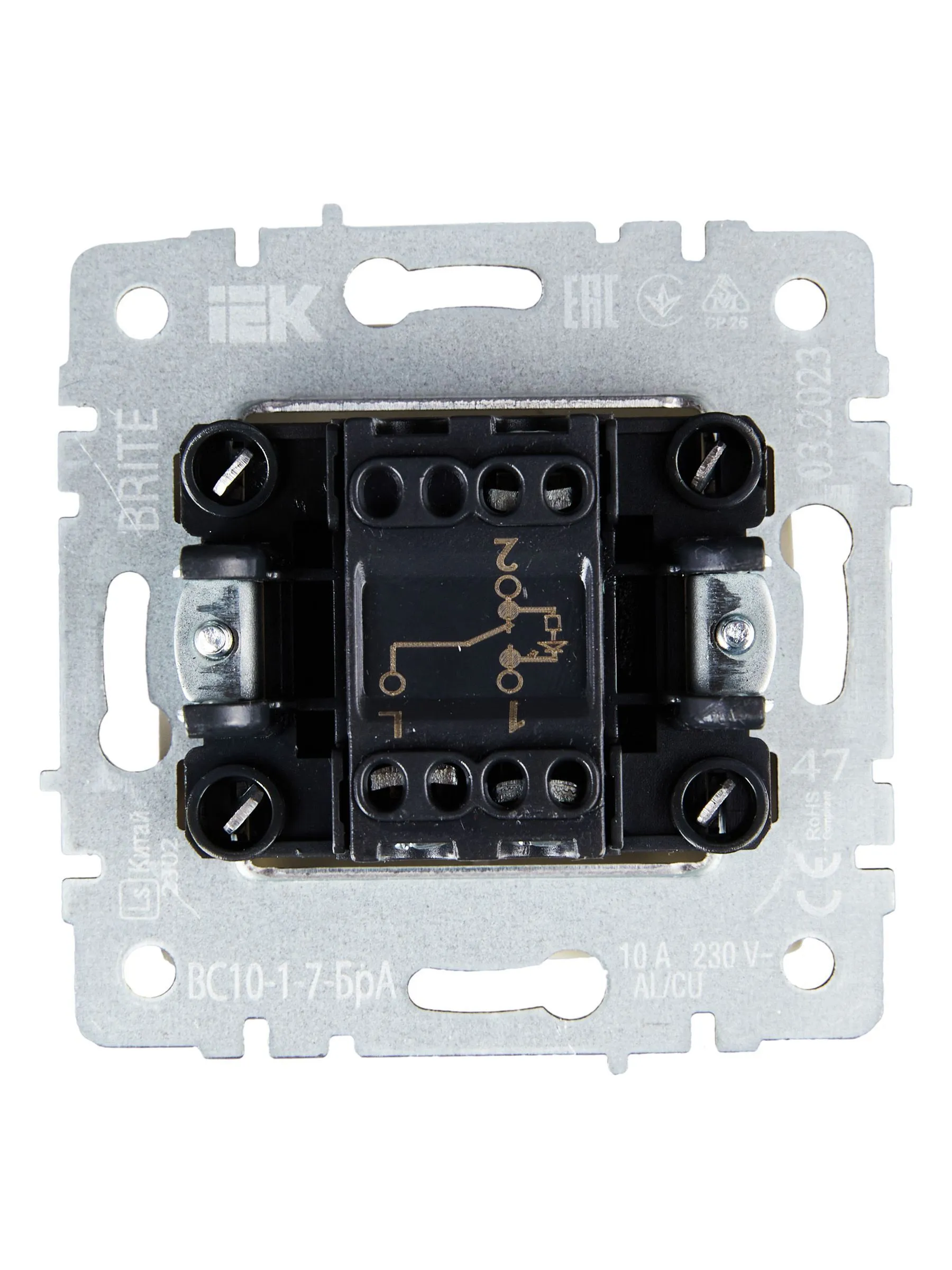 BRITE Выключатель 1-клавишный проходной с индикацией 10А ВС10-1-7-БрА алюминий IEK - Фото 7