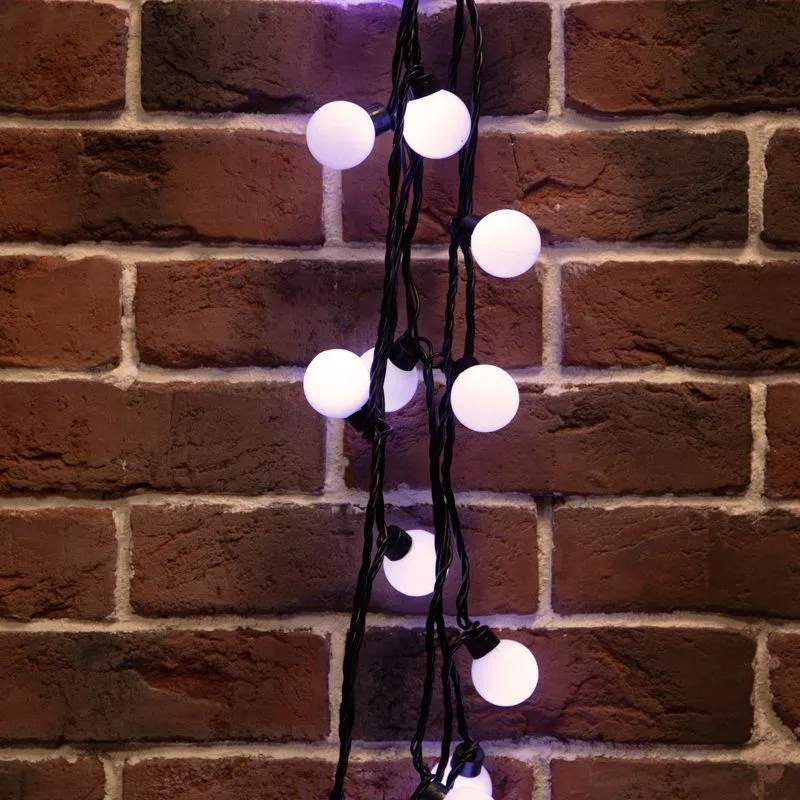 Гирлянда светодиодная Мультишарики Ø38мм 10м 40 LED БЕЛЫЙ черный ПВХ IP65 постоянное свечение 230В нужен блок 303-500 NEON-NIGHT 303-575