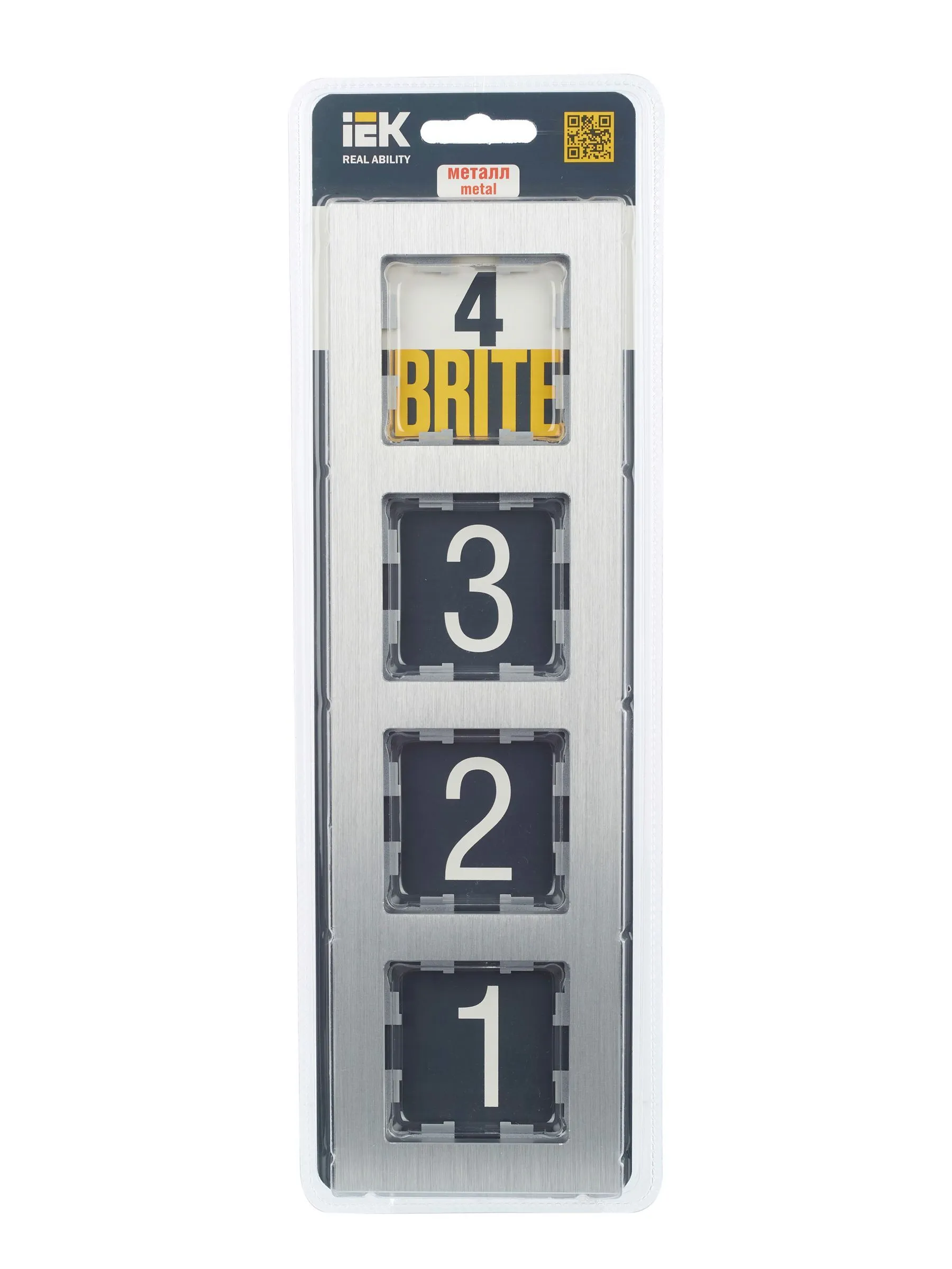 BRITE Рамка 4 -местная РУ-4-1-БрА металл алюминий IEK - Фото 5