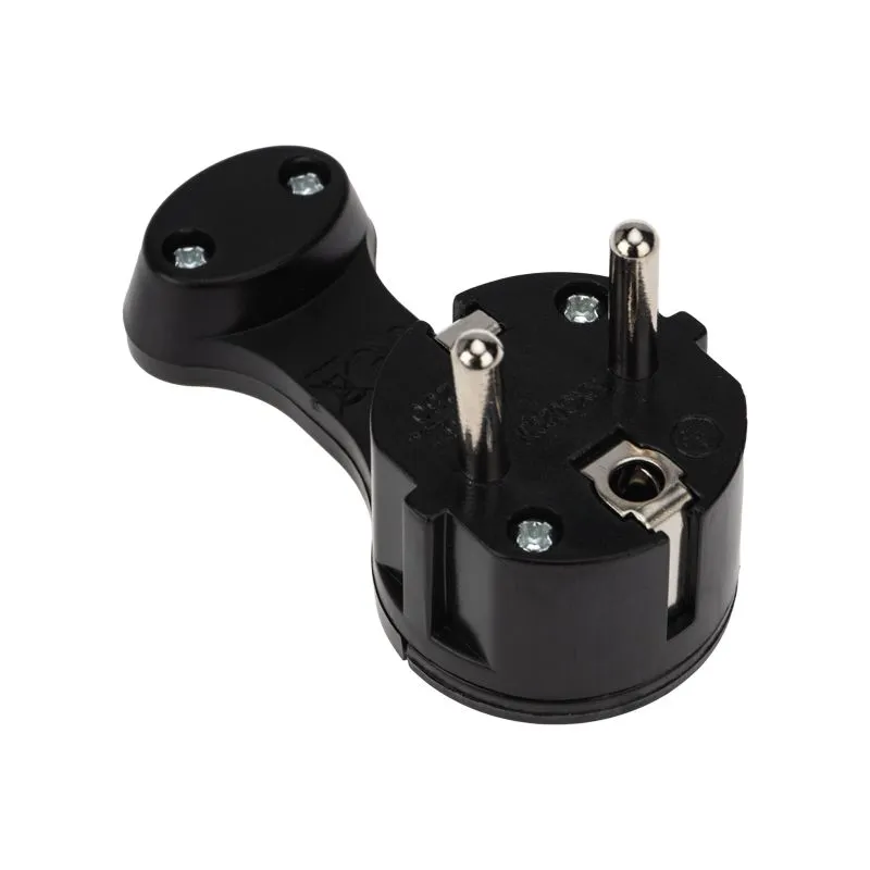 Вилка Евро угловая с з/к 16 А плоская за шкаф черная REXANT - Фото 2