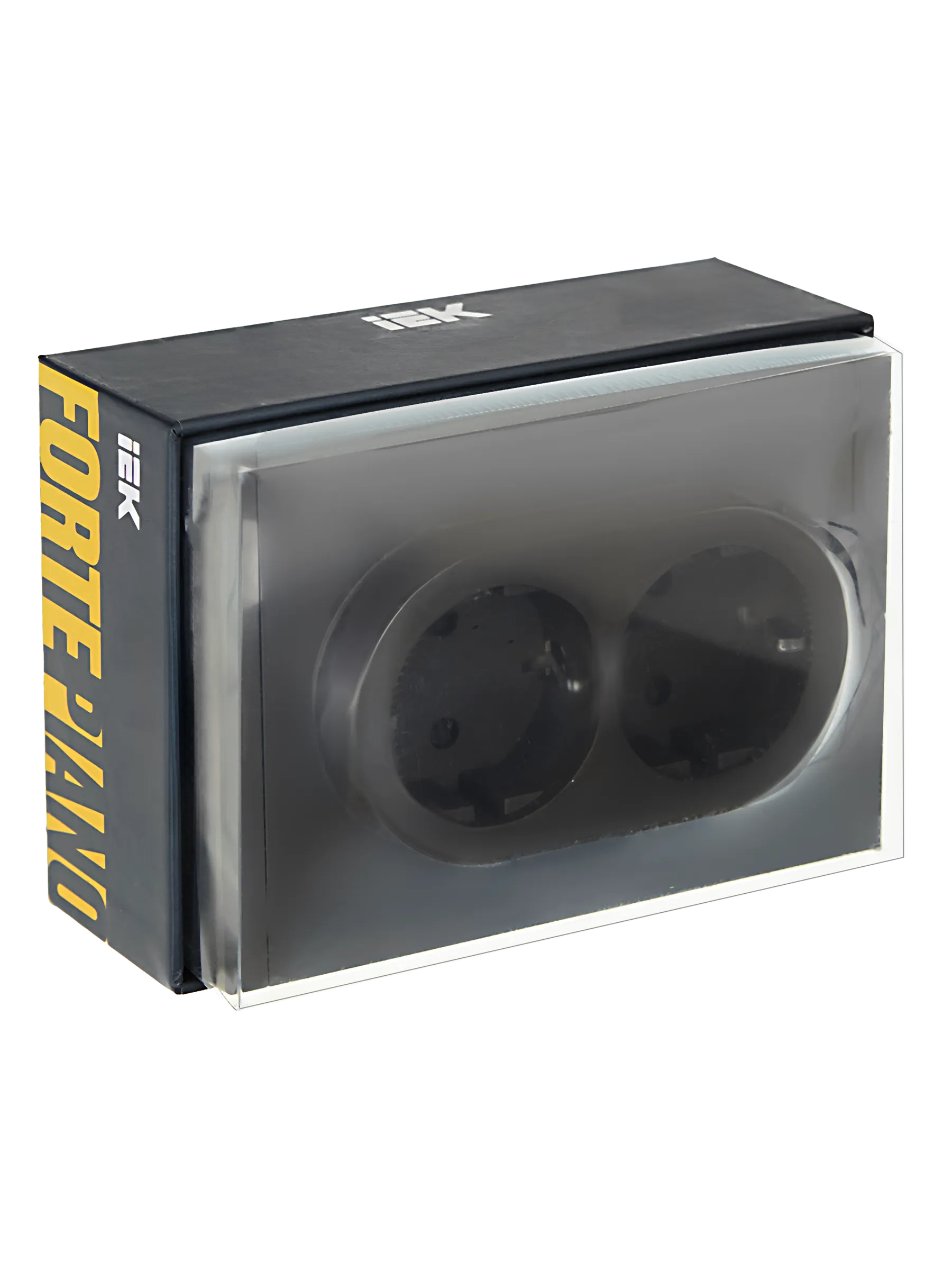 FORTE&PIANO Розетка 2-местная с заземлением без защитных шторок безвинтовое крепление 16А FP324 серый IEK - Фото 2