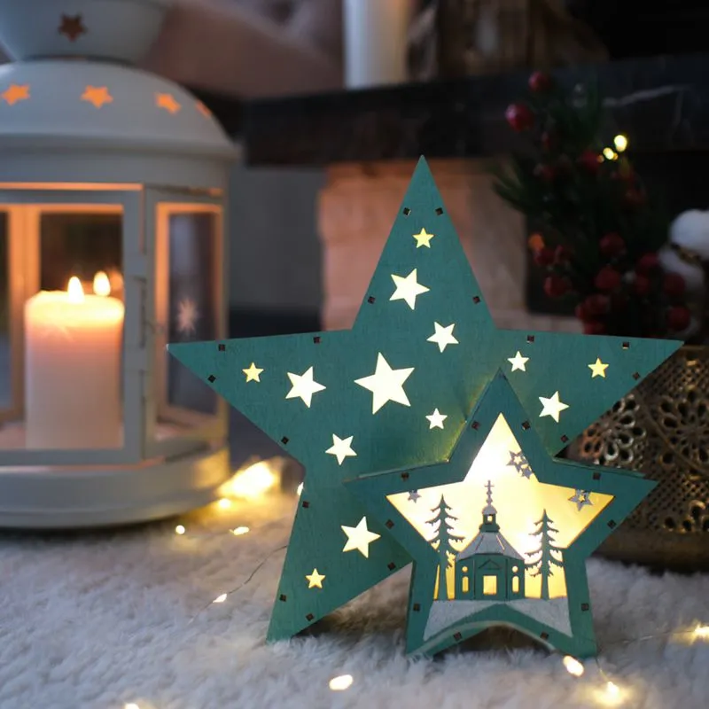 Деревянная фигура с подсветкой Домик Звездочета бирюзовая 26х7х25 см, NEON-NIGHT - Фото 2