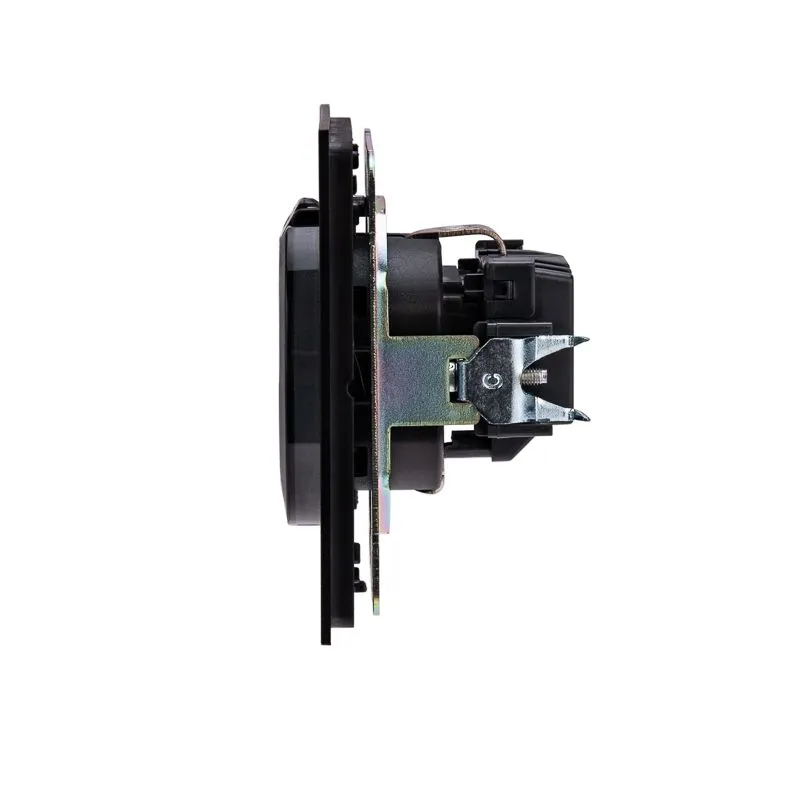 Розетка STRONG 1-ая с/з с/у, со шторками и крышкой 16А антрацит KRANZ - Фото 3