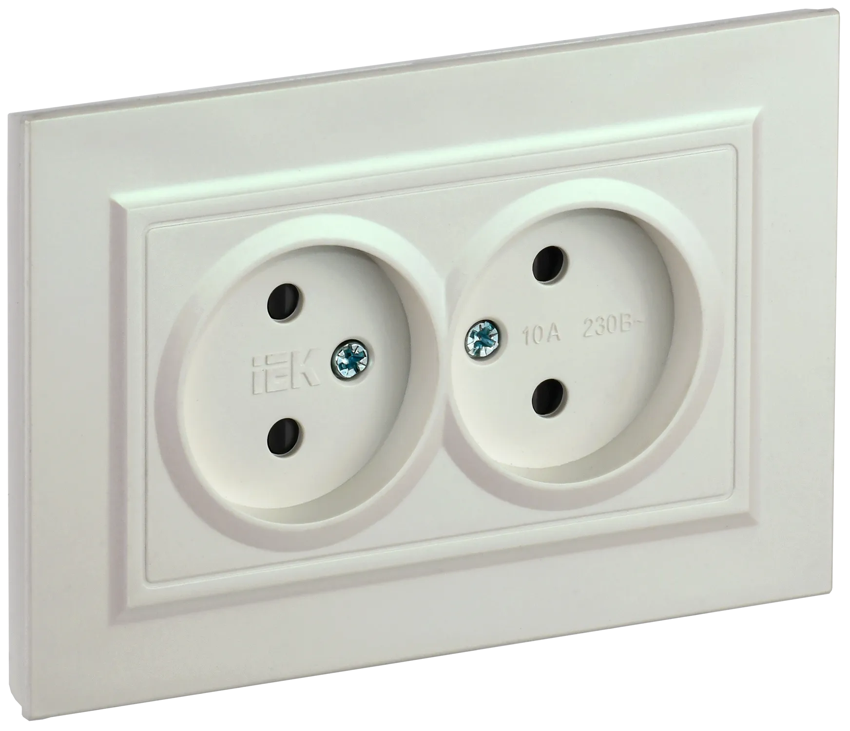 BRITE Розетка 2-местная без заземления с защитными шторками 10А в сборе РСш12-2-БрЖ жемчуг IEK BR-R23-10-K36-F