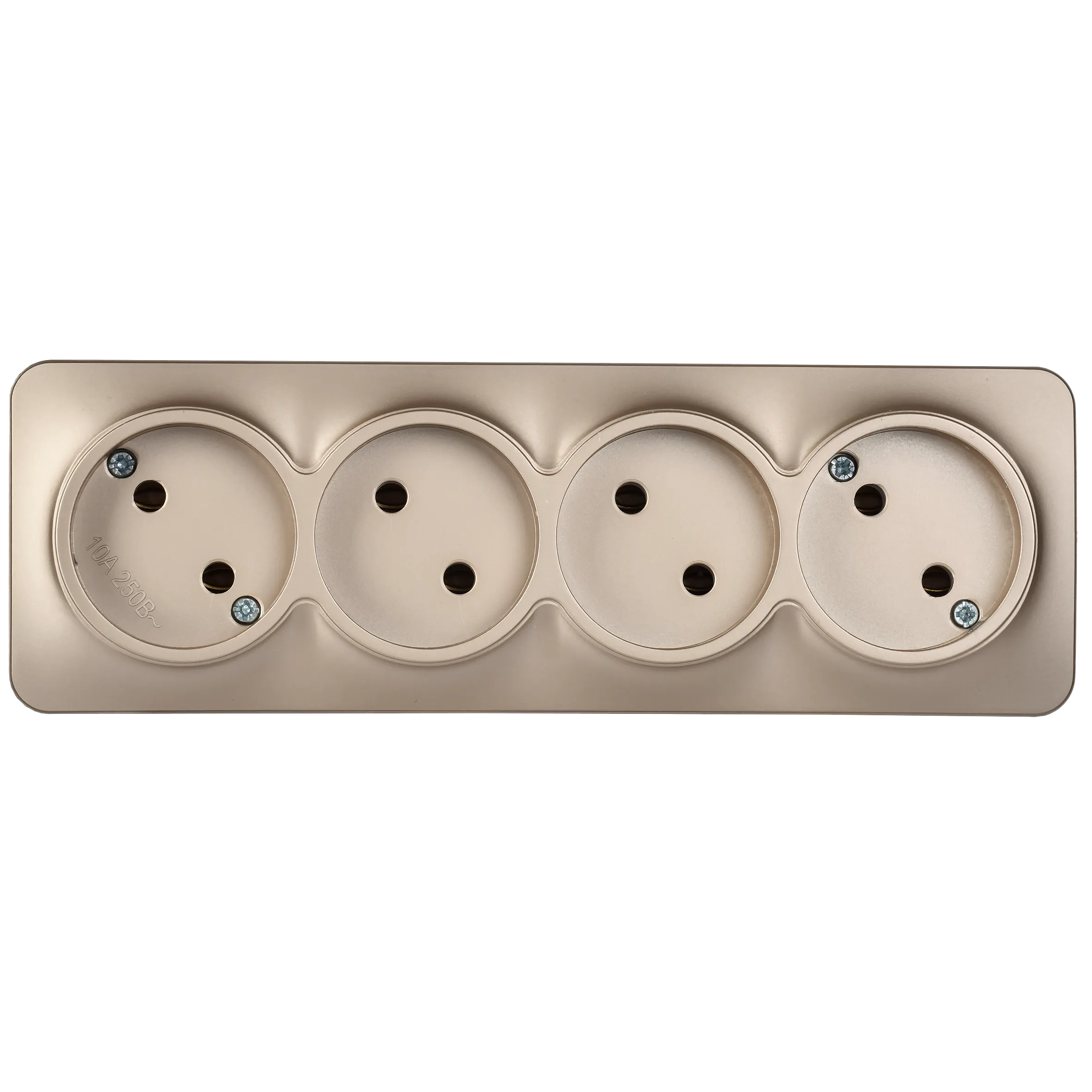 GLORY Розетка 4-местная для открытой установки без заземления без защитных шторок 10А РС24-2-ХШм шампань матовый IEK - Фото 5