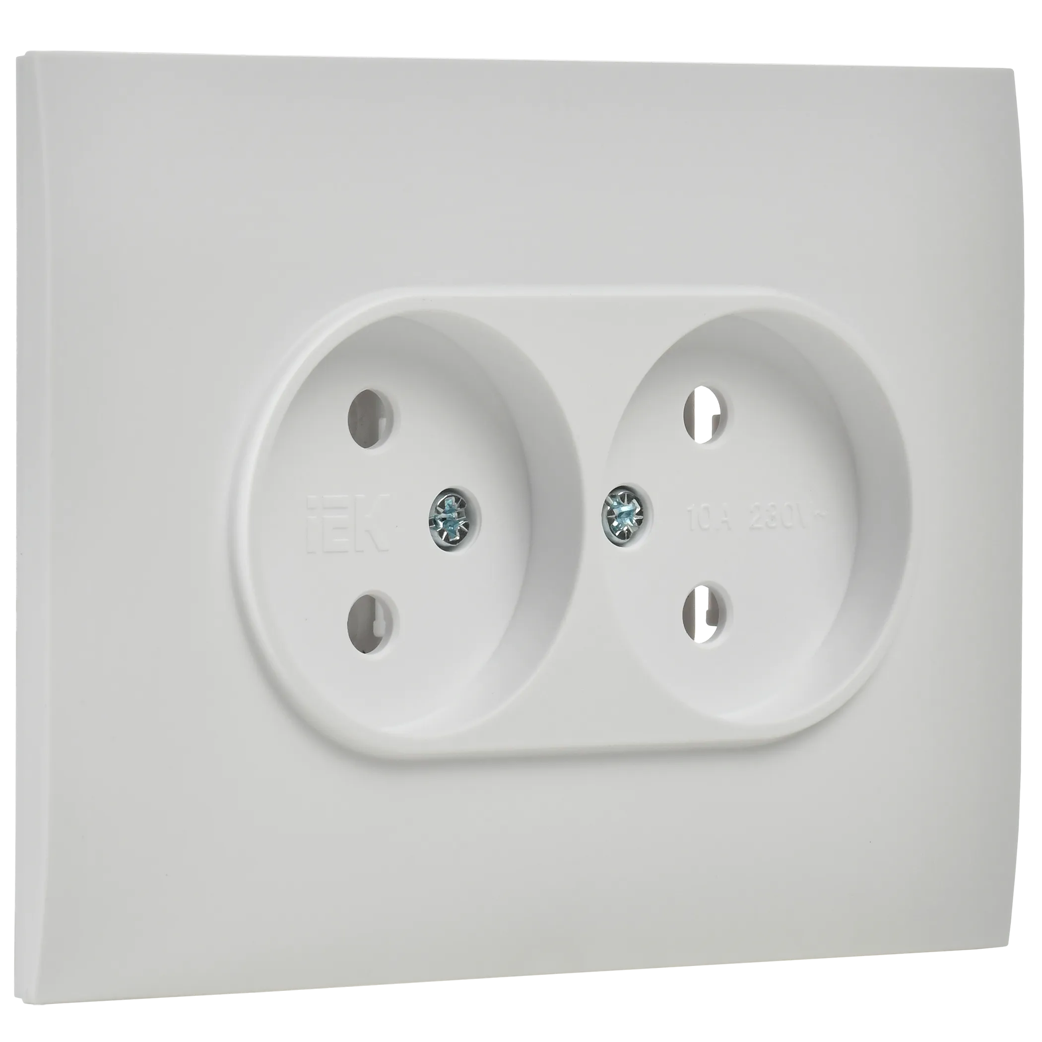 SKANDY Розетка 2-местная без заземления без защитных шторок 10А в сборе SK-R10W арктический белый IEK - Фото 6