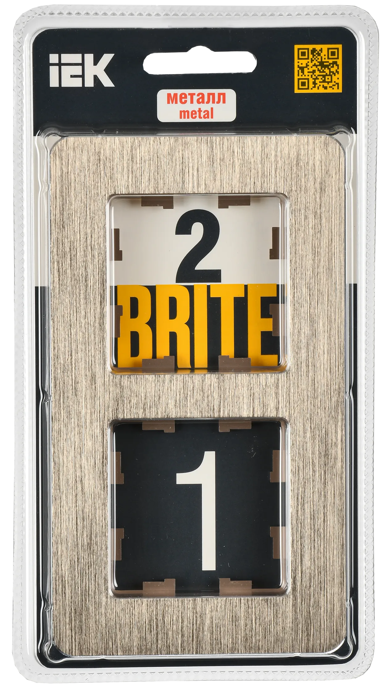 BRITE Рамка 2-местная РУ-2-1-Бр металл шампань RE AL IEK - Фото 2