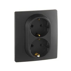 Etika - Розетка 2x2P+E нем. стд. (антрацит) 672623