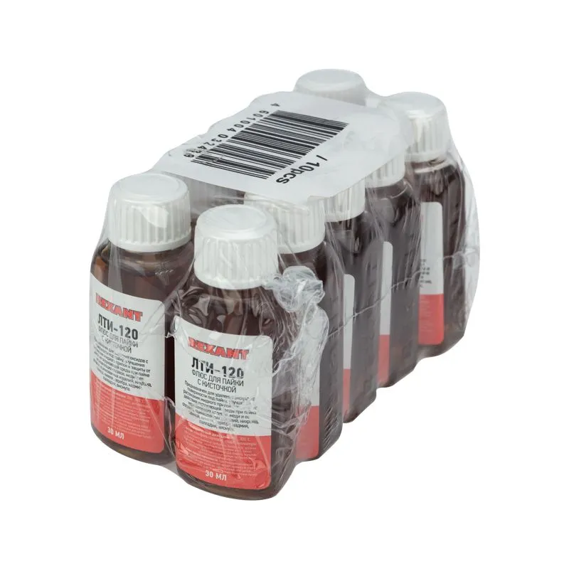 Флюс для пайки, ЛТИ-120, 30мл, с кисточкой, флакон REXANT - Фото 5