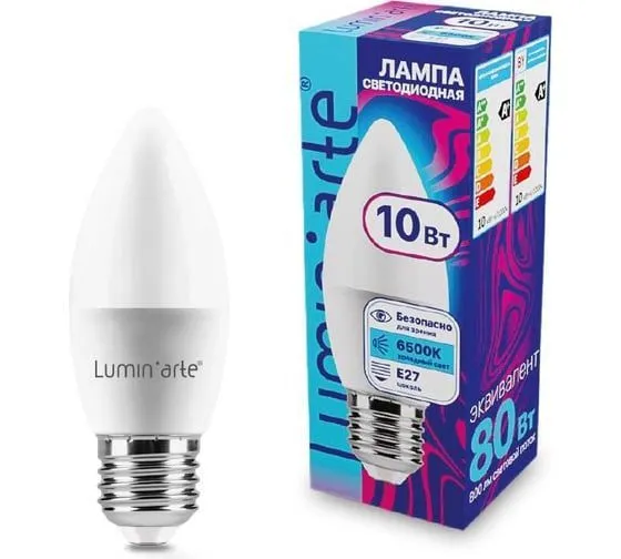 Светодиодная лампа Luminarte LSTD-C37-10W6KE27 10Вт 6500K E27