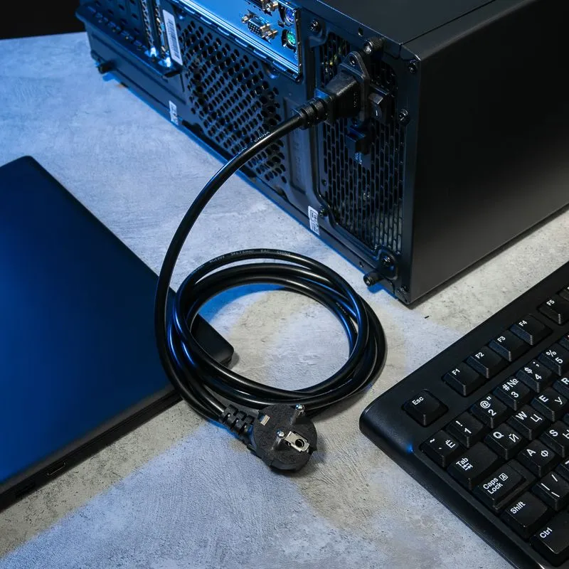 Шнур сетевой, вилка угловая СЕЕ 7/7(Schuko) - разъем IEC 320 C13, кабель 3x0,75 мм², длина 1,8 метра (PE пакет) REXANT - Фото 2