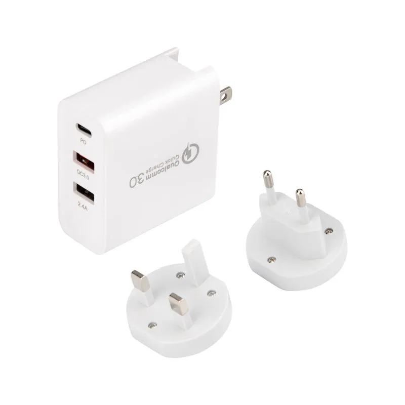 Сетевое зарядное устройство для iPhone/iPad REXANT 2xUSB+USB Type-С, переходник + адаптер, 48W белое - Фото 2