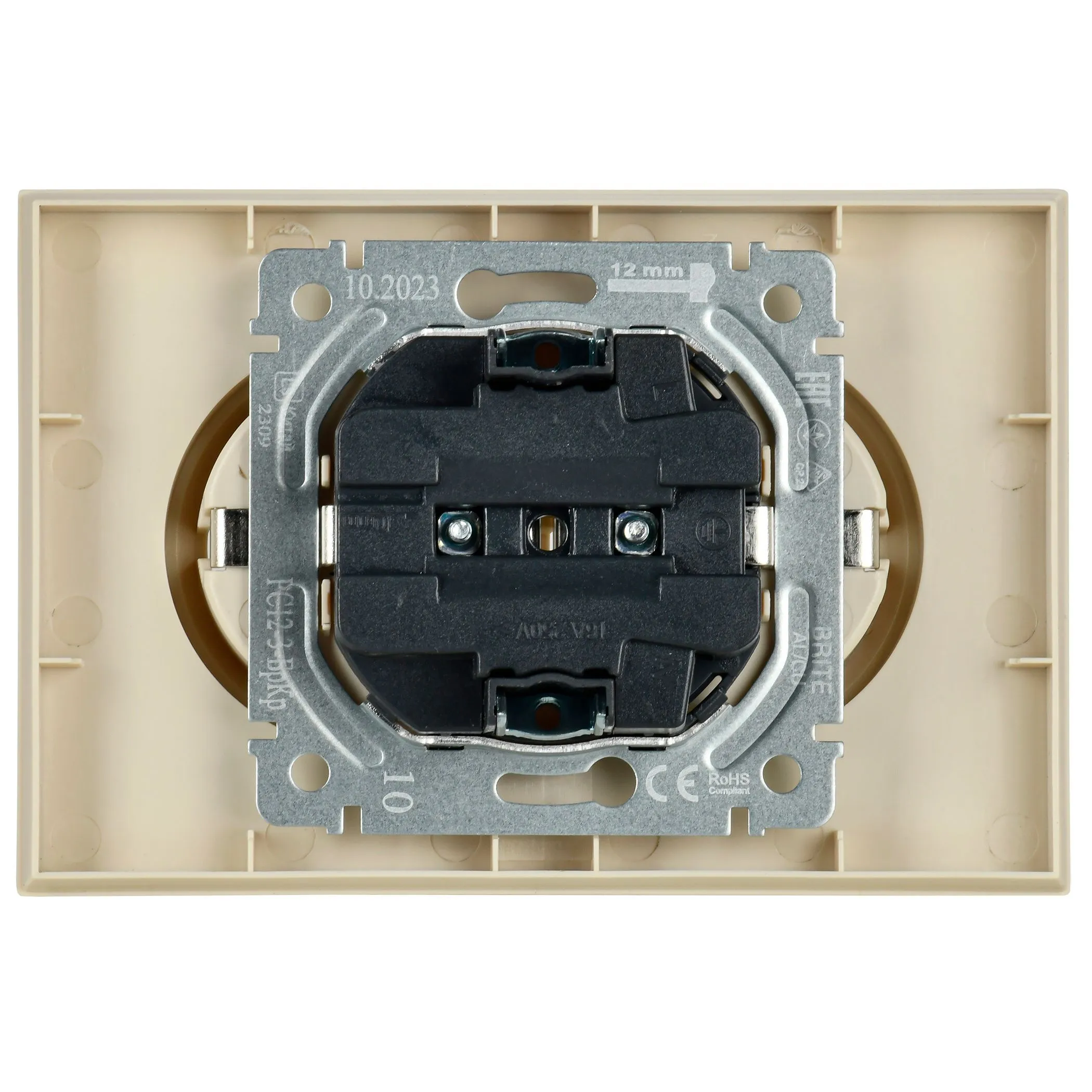 BRITE Розетка 2-местная с заземлением без защитных шторок 16А в сборе РС12-3-БрКр бежевый IEK - Фото 4