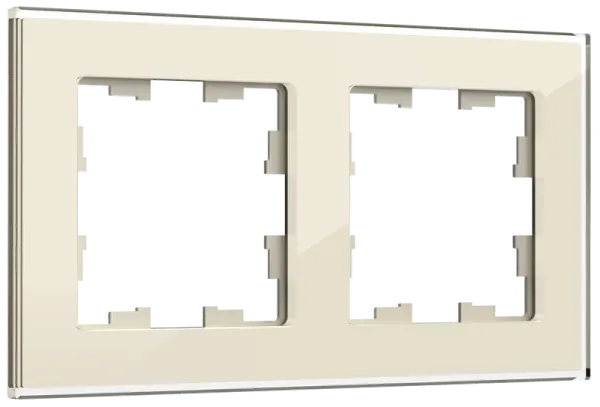 BRITE Рамка 2 -местная РУ-2-2-БрВа стекло ванильный IEK BR-M22-G-K10