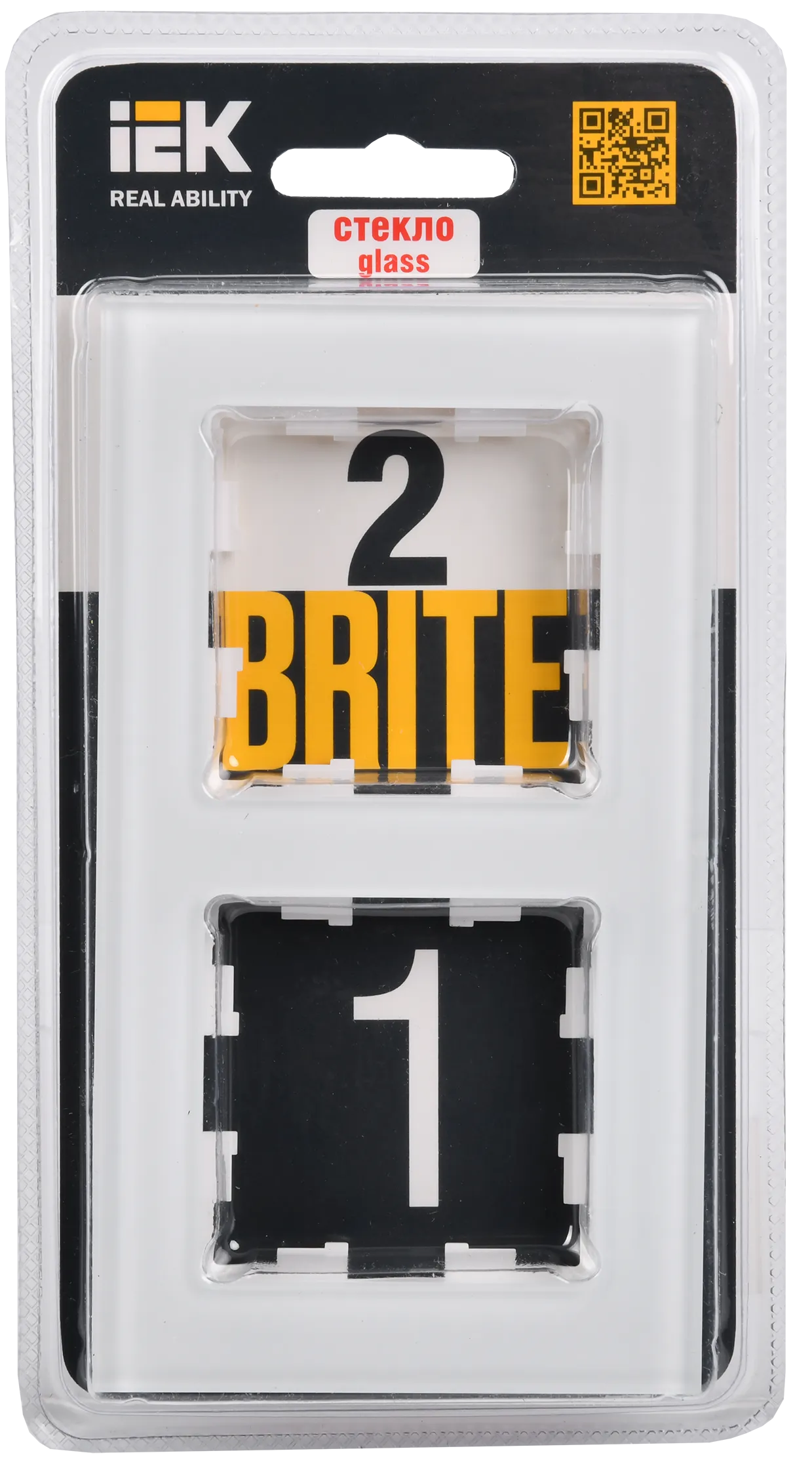 BRITE Рамка 2 -местная РУ-2-2-БрБ стекло белый IEK - Фото 2