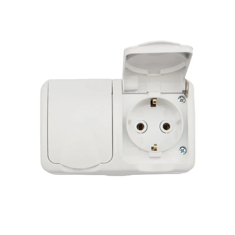 Блок горизонтальный 2 розетки Mini OG IP54 с/з, о/у, белый KRANZ - Фото 3