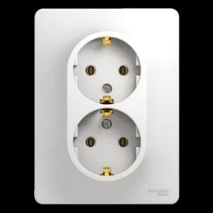 Розетка 2-м СП Glossa 16А IP20 с заземл. в сборе бел. SE GSL000124 275144