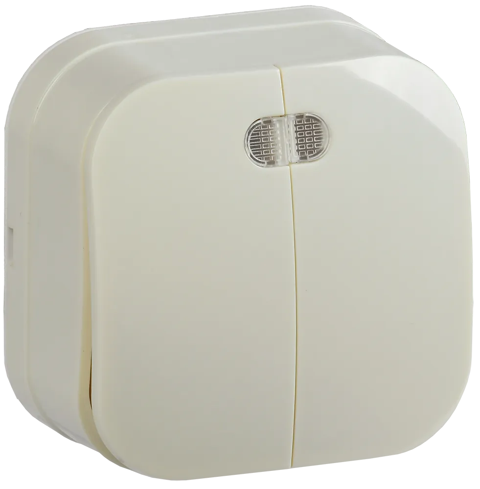 GLORY Выключатель 2-клавишный для открытой установки с индикацией 10А ВС20-2-1-ХК кремовый IEK EVH21-K33-10