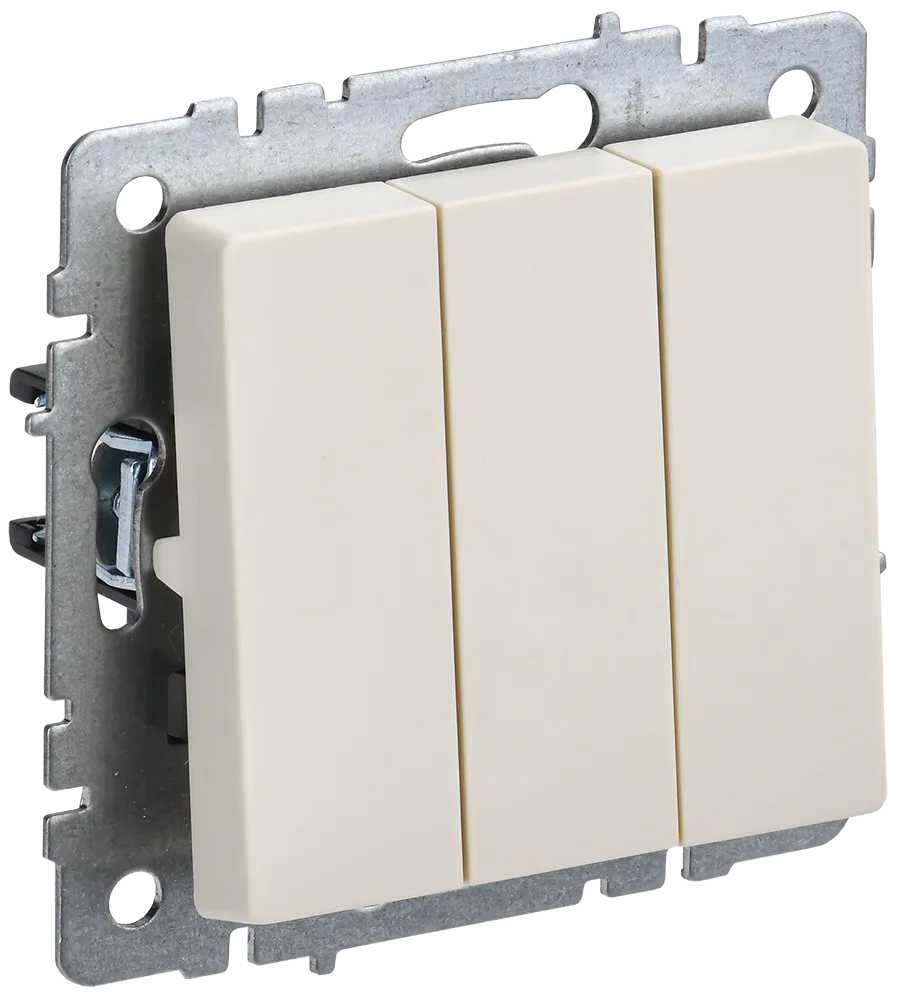 BRITE Выключатель 3-клавишный 10А ВС10-3-0-БрКр бежевый IEK BR-V30-0-10-K10