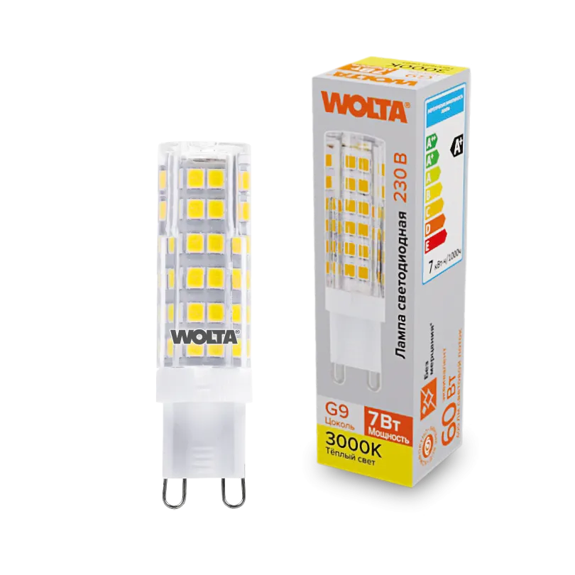Светодиодная лампа WOLTA WSTD-JCD-7W3KG9-C 7Вт 3000K G9