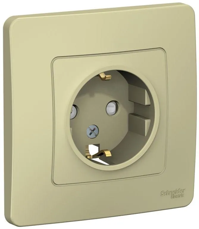 Розетка 1-м СП Blanca 16А IP20 250В с заземл. защ. шторки беж. SE BLNRS001117