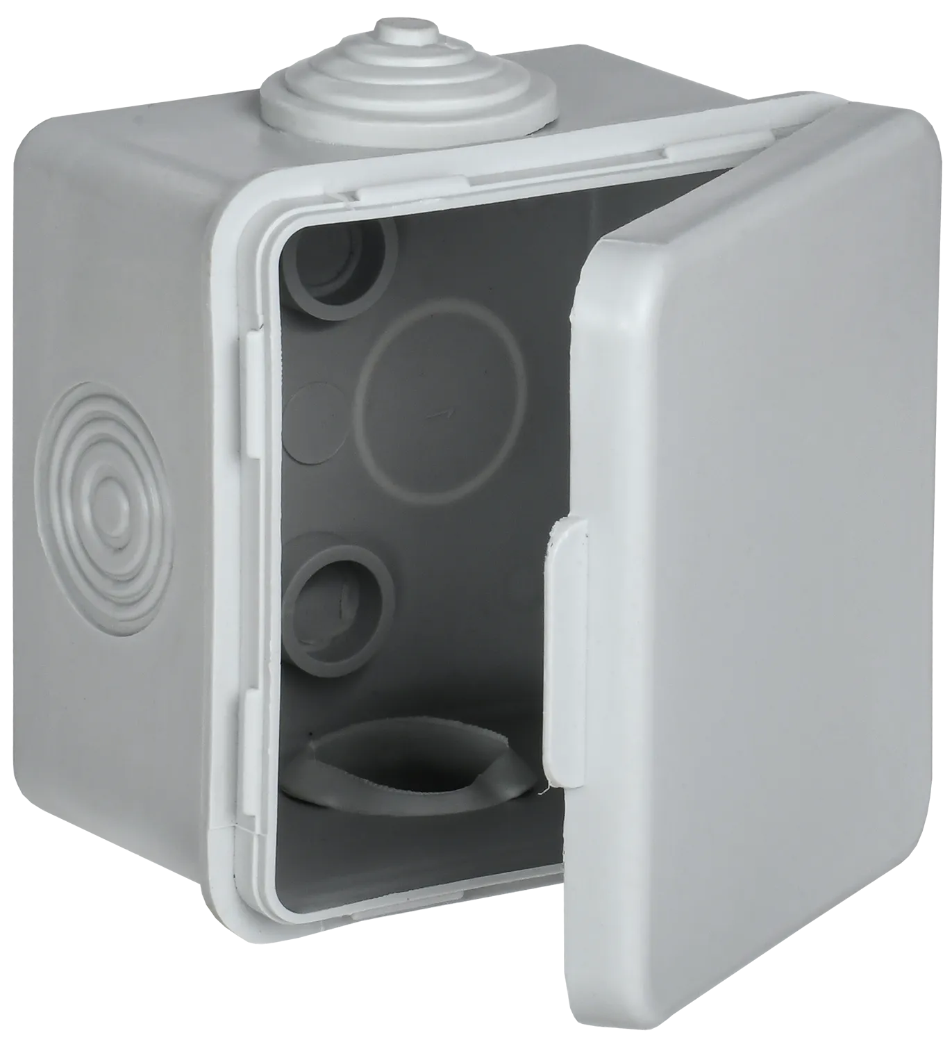 Коробка распаячная КМ для открытой проводки с откидной крышкой 65х65х50мм IP54 4 гермоввода (7035) GENERICA UKO31-065-065-050-K03-54