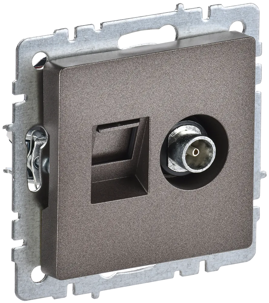 BRITE Розетка двойная TV+RJ45 кат.5E РТВ/РК12-БрТБ темная бронза IEK