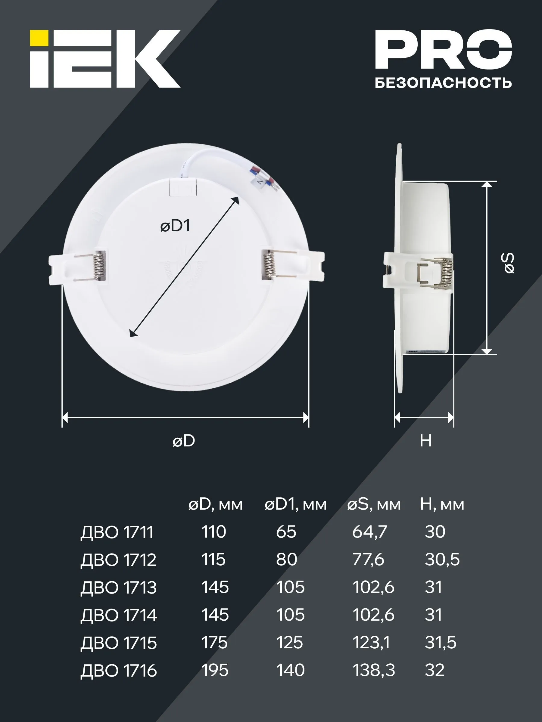 Светильник светодиодный ДВО 1714 белый круг 12Вт 6500К IP40 IEK - Фото 3