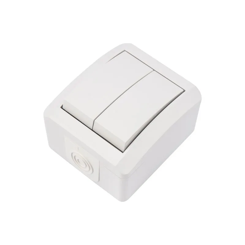 Выключатель двухклавишный INDUSTRIAL IP54 о/у, белый KRANZ KR-78-0832