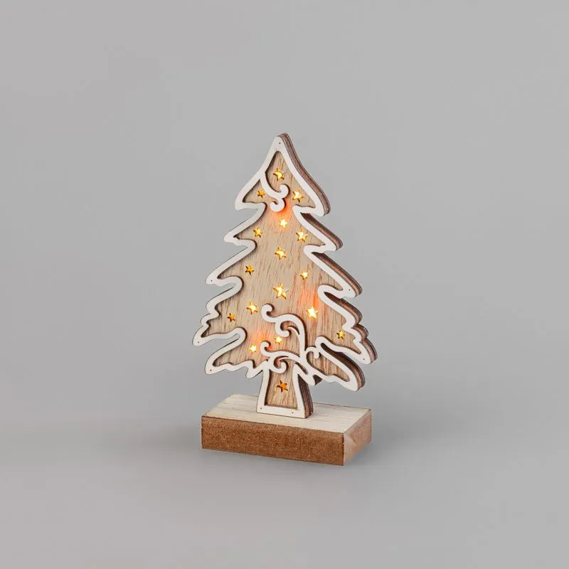 Деревянная фигурка с подсветкой Елочка 11,5x5x19 см