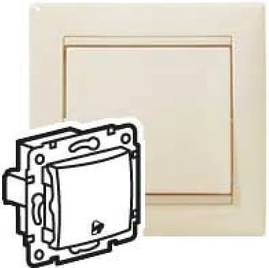 VALENA Выключатель 1-клавишный самовозвартный с символом звонка схема 1P 10А безвинтовые зажимы слоновая кость