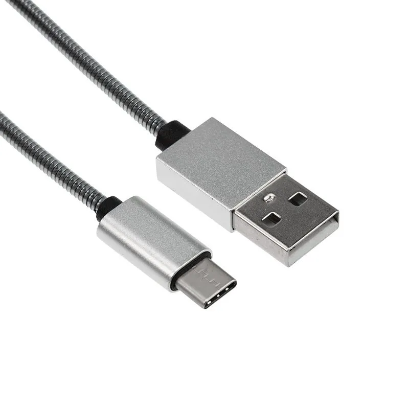 Шнур USB 3.1 type C (male)-USB 2.0 (male) в гибкой металлической оплетке 1 м REXANT - Фото 2