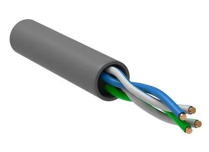 Кабель витая пара UTP CAT 5e, INDOOR, 2x2x24AWG, CCA, серый, 305м DEKRON для высокоскоростной передачи