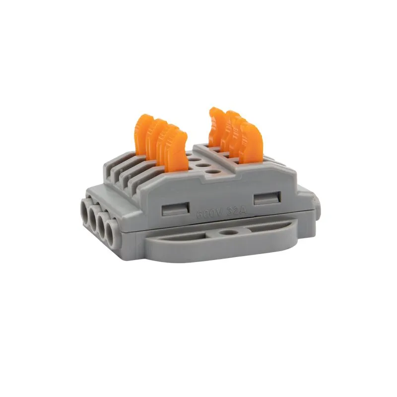 Клемма СМК 222-424P проходная 4 полюса, с монтажной площадкой (0,08-4 мм²), серая (блистер 5 шт./уп.) REXANT - Фото 3