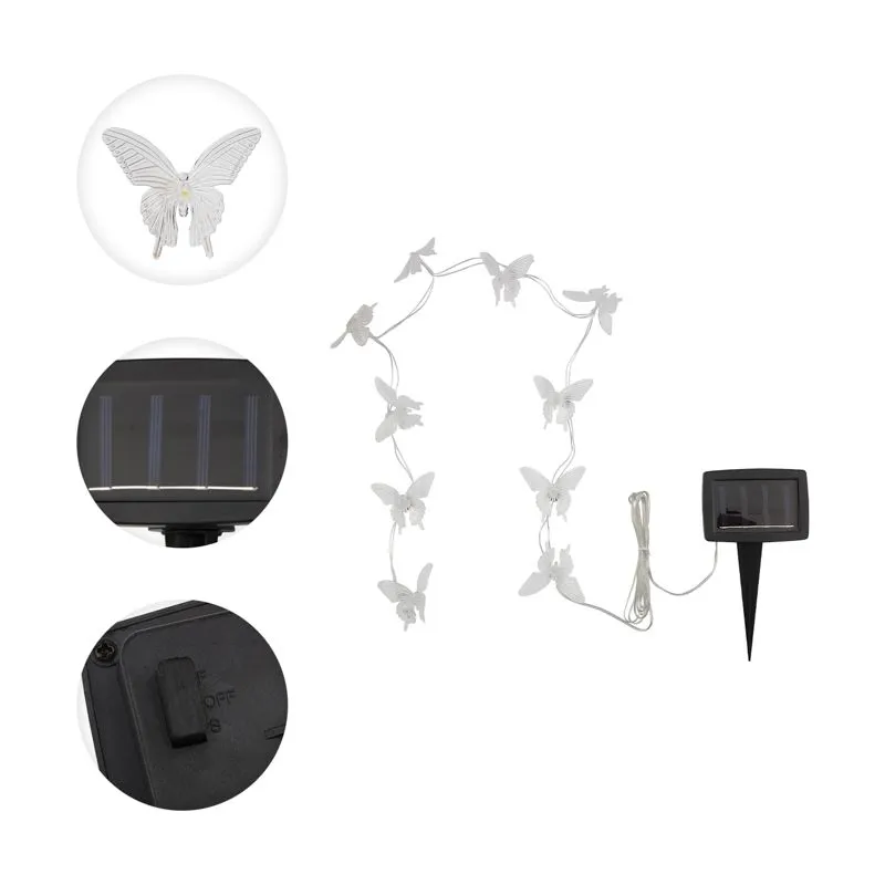 Гирлянда садовая (каскад) Полет бабочки 3м, 2700К, с аккумулятором и выносной солнечной панелью LAMPER - Фото 3