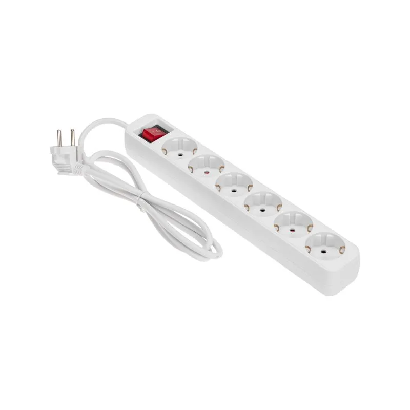 Удлинитель STANDARD 6 гнезд, 1,5м, 3х1,0мм², с/з, с выключателем, белый REXANT - Фото 2