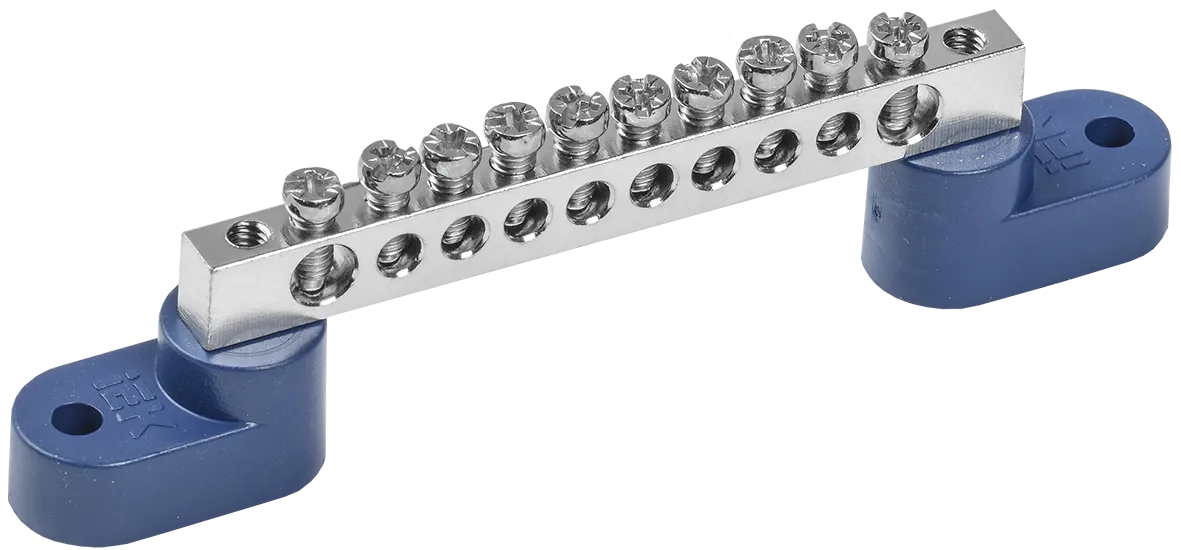 Шина N "ноль" на двух угловых изоляторах с никелевым покрытием ШНИ-6х9-10-У2-С IEK