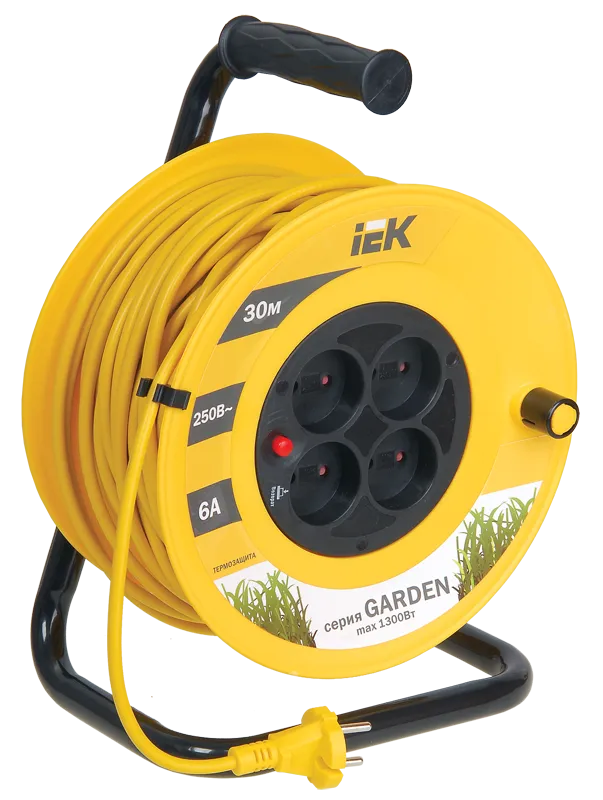 Катушка УК30 4 места без заземления с термозащитой 2х0,75мм2 "Garden" 30м IEK