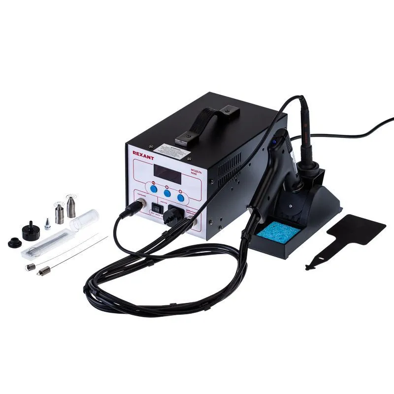 Паяльная станция (паяльник + демонт. паяльник), модель R048, цифровая, 200-480°C, LED дисплей REXANT 12-0735